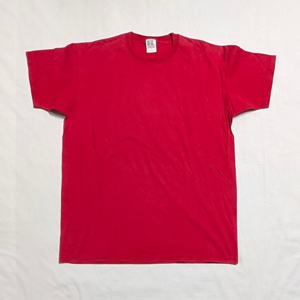Vintage Russell Athletic Blank T-Shirt Red Cotton Made in USA Large